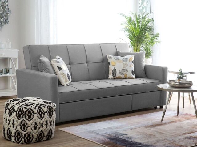 LUXURY LIFE Marino Linen 3 Seater Sofa Bed in Light Grey - image 1