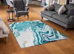 Benjamin Tate Design Marble In Blue Rug in Natural - Size: Large - thumbnail 2