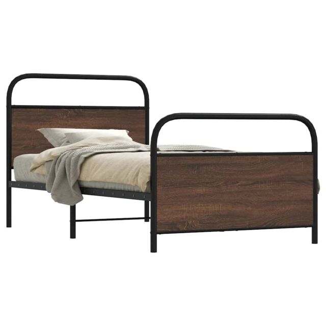 Berkfield Home Bed Frame Without Mattress 90x190 cm Single Brown Oak Engineered Wood - image 1