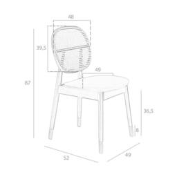 Angel Cerda Model Rattan Dining Chair Black Leatherette, Walnut - thumbnail 7