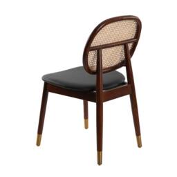 Angel Cerda Model Rattan Dining Chair Black Leatherette, Walnut - thumbnail 6