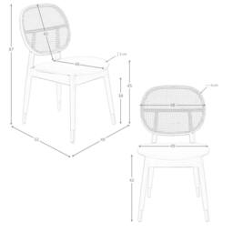 Angel Cerda Model Rattan Dining Chair Black Leatherette, Walnut - thumbnail 8