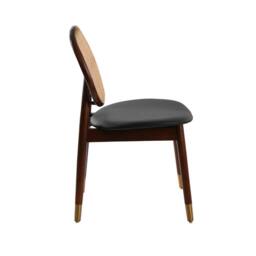 Angel Cerda Model Rattan Dining Chair Black Leatherette, Walnut - thumbnail 5
