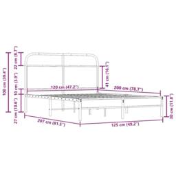 Berkfield Home Elegant Bed Frame Without Mattress 120x200 cm Smoked Oak Engineer in Brown - Size: Small Double - thumbnail 9