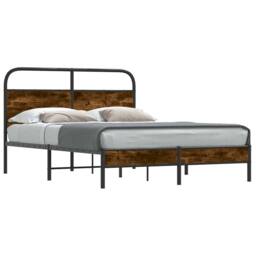 Berkfield Home Elegant Bed Frame Without Mattress 120x200 cm Smoked Oak Engineer in Brown - Size: Small Double - thumbnail 3
