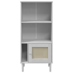 Berkfield Home Bookcase SENJA Rattan Look White 60x35x130 cm Solid Wood Pine - Size: 60 x 35 x 130 cm - thumbnail 5