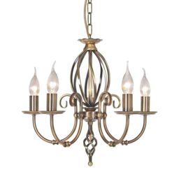 Netlighting Artisan 5 Light Chandelier Aged Brass Finish E14 in Yellow - thumbnail 1
