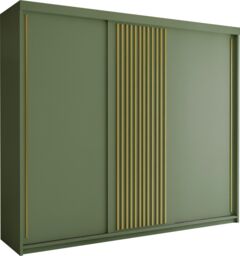 Sliding Wardrobes 4U Modern Sliding Wardrobe with LED Light W250cm x H217 x D62cm in Green - thumbnail 2