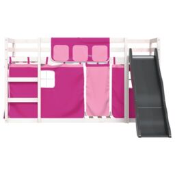 Berkfield Home Bunk Bed without Mattress with Slide & Curtains Pink 90x200 cm - thumbnail 6
