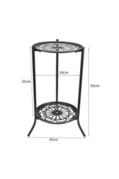 Living and Home Vintage 2 Tier Metal Plant Display Stand Flower Holder Rack in Black - thumbnail 6