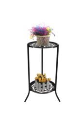 Living and Home Vintage 2 Tier Metal Plant Display Stand Flower Holder Rack in Black - thumbnail 3