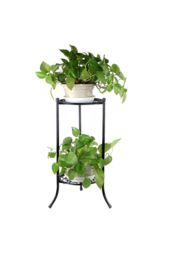 Living and Home Vintage 2 Tier Metal Plant Display Stand Flower Holder Rack in Black - thumbnail 2