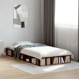 Berkfield Home Bed Frame without Mattress Smoked Oak 100x200 cm in Brown - thumbnail 1