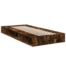 Berkfield Home Bed Frame without Mattress Smoked Oak 100x200 cm in Brown - thumbnail 6