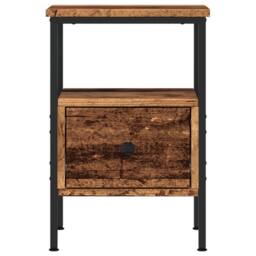 Berkfield Home Bedside Cabinet Old Wood 34x36x50 cm Engineered Wood in Brown - Size: 34 x 36 x 50 cm - thumbnail 4