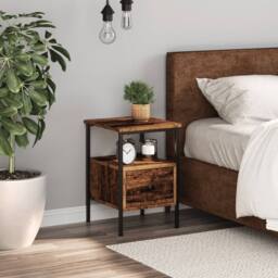 Berkfield Home Bedside Cabinet Old Wood 34x36x50 cm Engineered Wood in Brown - Size: 34 x 36 x 50 cm - thumbnail 2
