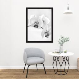 "Artery8 Wall Art Print Orchid Flower Black White Photo Art Large Framed Wall Décor Art - Size: W18"" x H24""" - thumbnail 2