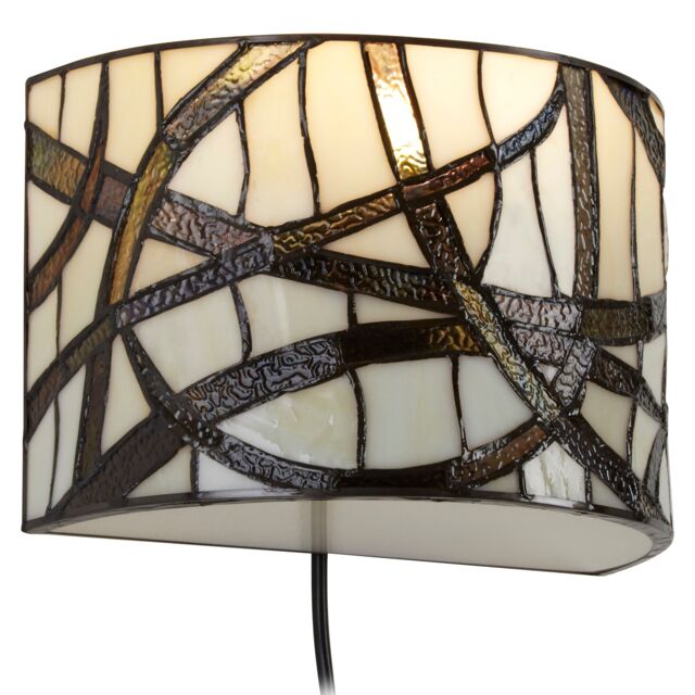 Orsina Branch Wall Light, Hand Rolled Art Glass Shade With Abstract Design, Bronze Frame Accent Light, Wall Light - image 1