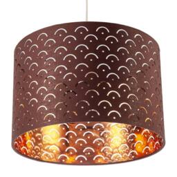 Happy Homewares Chocolate Brown Cotton Fabric Lamp Shade with Geometric Arch Pattern - Size: 12 inches - thumbnail 5