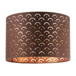 Happy Homewares Chocolate Brown Cotton Fabric Lamp Shade with Geometric Arch Pattern - Size: 12 inches