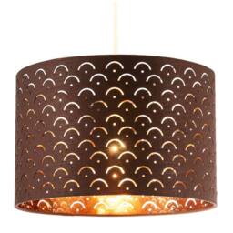 Happy Homewares Chocolate Brown Cotton Fabric Lamp Shade with Geometric Arch Pattern - Size: 12 inches - thumbnail 2