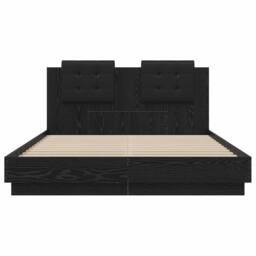 Berkfield Home Bed Frame with Headboard Black Oak 120 x 200 cm Engineered Wood - thumbnail 6