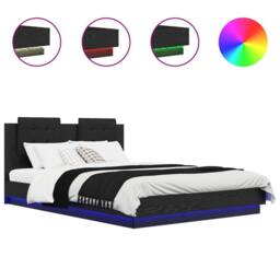 Berkfield Home Bed Frame with Headboard Black Oak 120 x 200 cm Engineered Wood - thumbnail 2