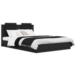 Berkfield Home Bed Frame with Headboard Black Oak 120 x 200 cm Engineered Wood - thumbnail 3