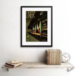 "Artery8 Travel LNER Railway Flying Scotsman UK Locomotive Ad Framed Art Print in Green - Size: W12"" x H16""" - thumbnail 2
