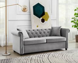 Home Detail Ascot Chesterfield 3 Seater Velvet Sofa in Grey - thumbnail 2