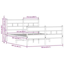 Berkfield Home Metal Bed Frame without Mattress Brown Oak 150x200 cm King Size - thumbnail 9