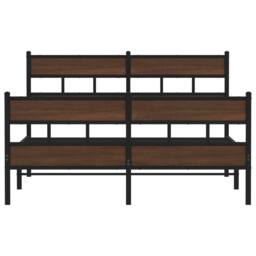Berkfield Home Metal Bed Frame without Mattress Brown Oak 150x200 cm King Size - thumbnail 4