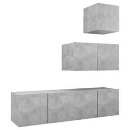Berkfield Home 4 Piece TV Cabinet Set Concrete Grey Engineered Wood - thumbnail 1