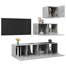 Berkfield Home 4 Piece TV Cabinet Set Concrete Grey Engineered Wood - thumbnail 3