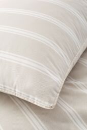 Bianca 'Ashford Stripe' 200 Thread Count Cotton Percale Reversible Duvet Cover Set in Natural - Size: King - thumbnail 5