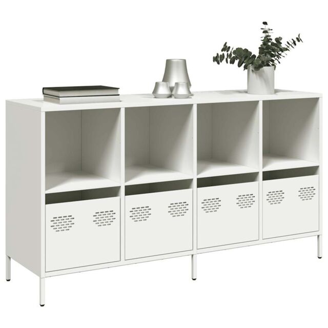 Berkfield Home Sideboard White 135x39x73.5 cm Cold-rolled Steel - image 1