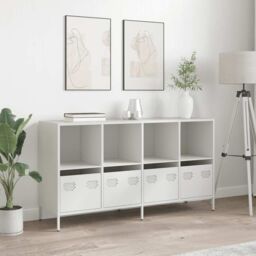 Berkfield Home Sideboard White 135x39x73.5 cm Cold-rolled Steel - thumbnail 3