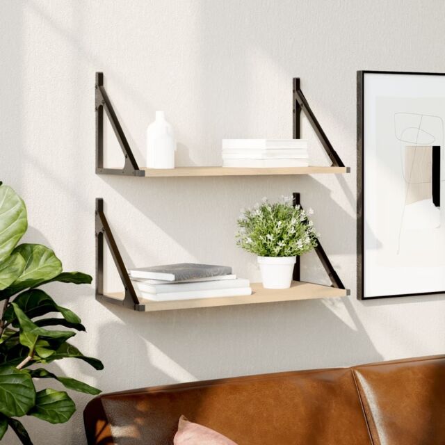 Berkfield Home Wall Shelves 2 pcs Sonoma Oak 60x25x25.5 cm Engineered wood in Brown - image 1