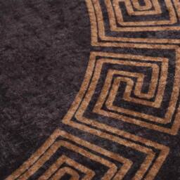 Berkfield Home Rug Washable 120 cm Black & Gold Anti Slip - Size: 100 cm diameter - thumbnail 4