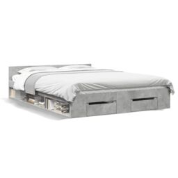 Berkfield Home Bed Frame with Drawers without Mattress Concrete Grey 120x200 cm - Size: Small Double - thumbnail 2