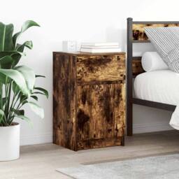 Berkfield Home Durable Bedside Cabinets 2 pcs Smoked Oak 39x35x65 cm Engineered Wood - Size: 39 x 35 x 65 cm - thumbnail 2