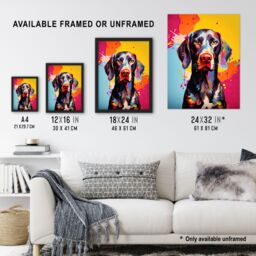 Artery8 Wall Art Print Shorthaired German Pointer Dog Lover Gift Pet Portrait Colourful Artwork Painting Art Framed - Size: A4 - thumbnail 3