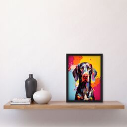 Artery8 Wall Art Print Shorthaired German Pointer Dog Lover Gift Pet Portrait Colourful Artwork Painting Art Framed - Size: A4 - thumbnail 4