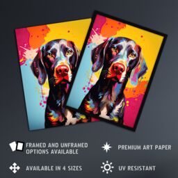 Artery8 Wall Art Print Shorthaired German Pointer Dog Lover Gift Pet Portrait Colourful Artwork Painting Art Framed - Size: A4 - thumbnail 2