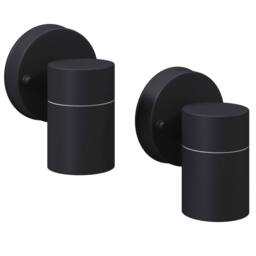Berkfield Home Outdoor LED Wall Lights 2 pcs Stainless Steel Downwards in Black - thumbnail 2