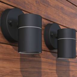 Berkfield Home Outdoor LED Wall Lights 2 pcs Stainless Steel Downwards in Black
