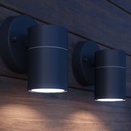 Berkfield Home Outdoor LED Wall Lights 2 pcs Stainless Steel Downwards in Black - thumbnail 3