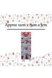 VFM e-Store Tinsel Bows Christmas Decoration X 3 10cm x 13cm x 3cm Silver - Size: 10 cm x 13 cm x 3 cm - thumbnail 2