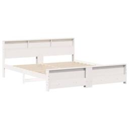 Berkfield Home Modern Bed Frame with Headboard White 200 x 200 cm Solid pine wood - thumbnail 3