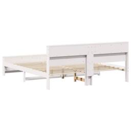 Berkfield Home Modern Bed Frame with Headboard White 200 x 200 cm Solid pine wood - thumbnail 7